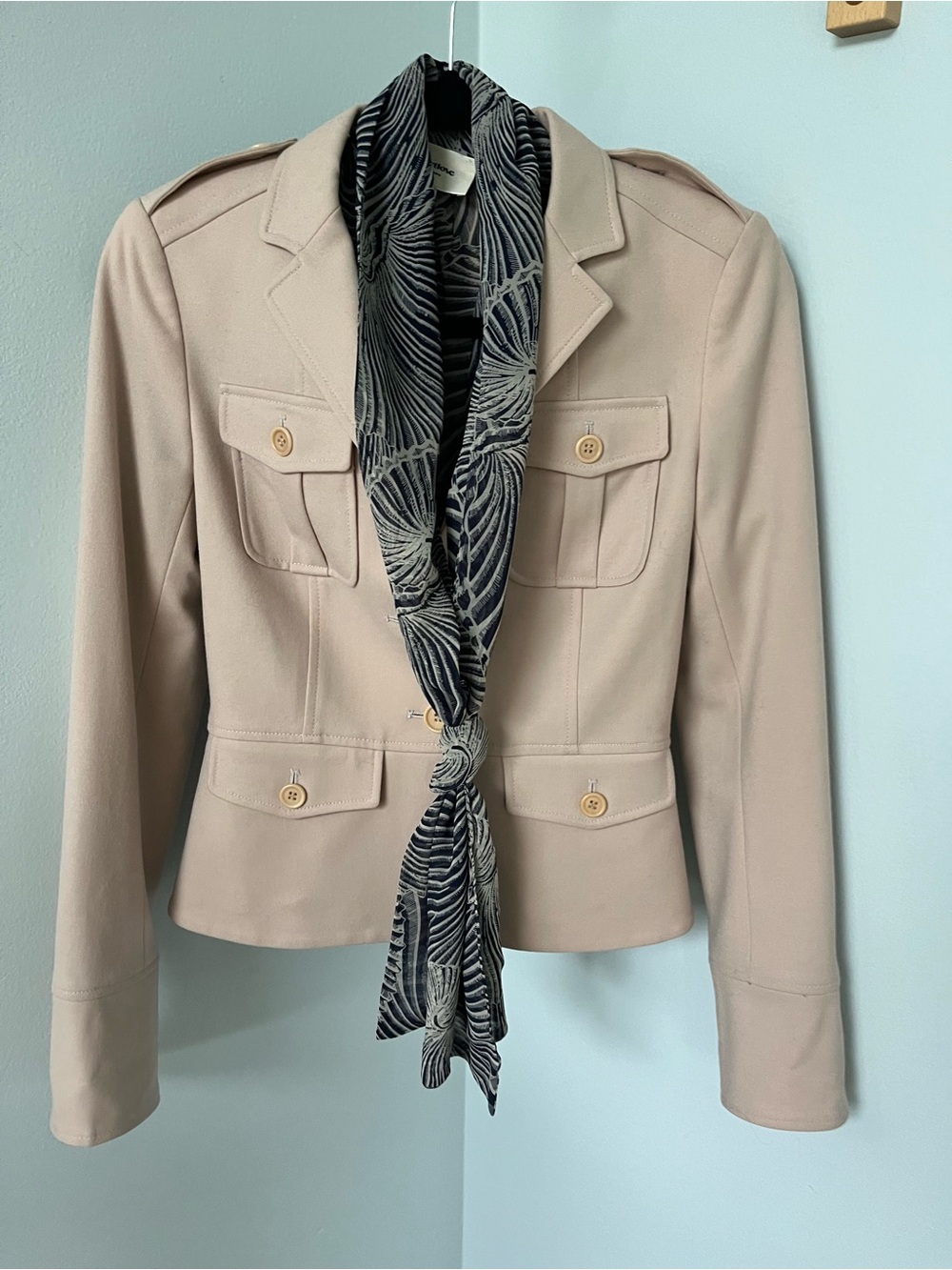 Theory Cream Military-Style Wool Blend Blazer